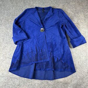 IC By Connie K Jacket Womens Large Button Front Suede Cut Out Detail Artsy